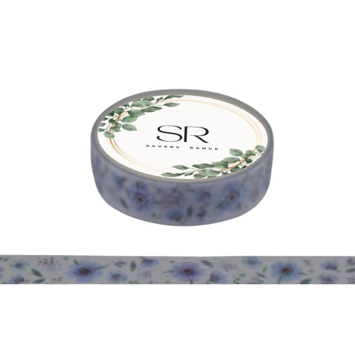 Blue Flowers - Thin foil washi tape (10mm)