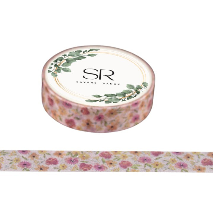 Pink Flowers - Thin foil washi tape (10mm)