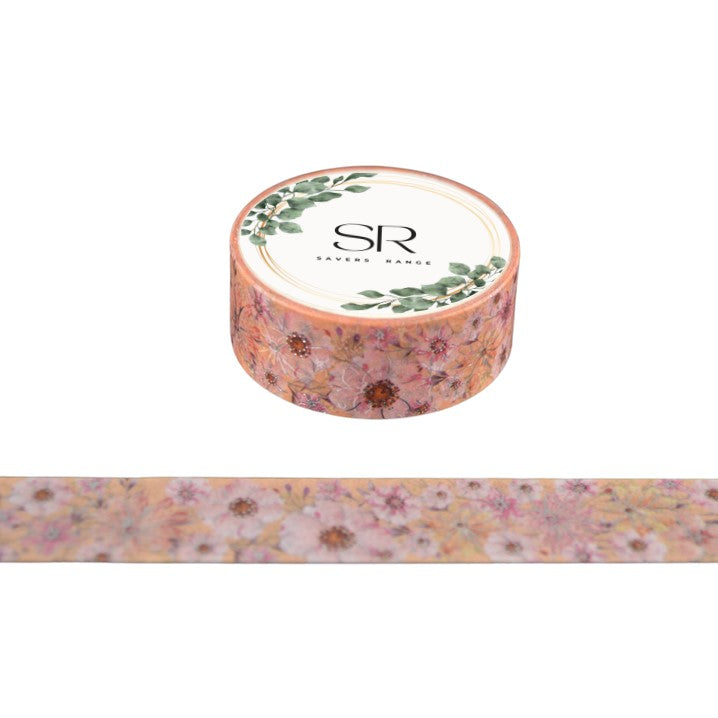 Flowers on Pink - foil washi tape