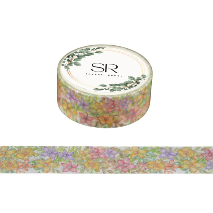 Colourful Flowers - foil washi tape