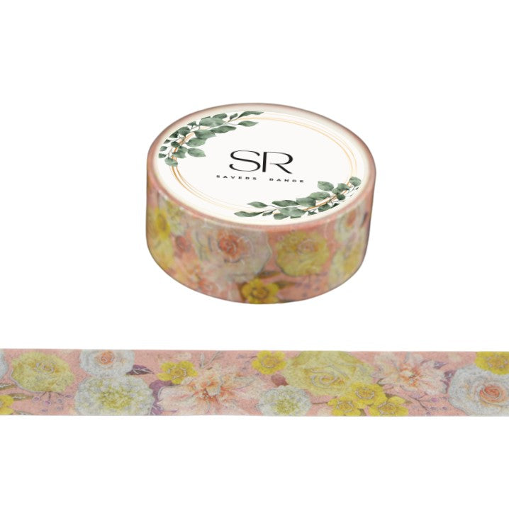 White Flowers - foil washi tape