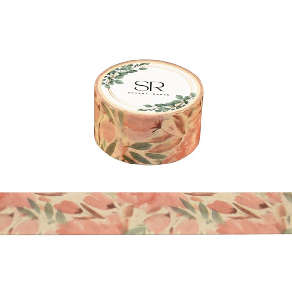 Watercolour Pink Flowers - wide washi tape (20mm)