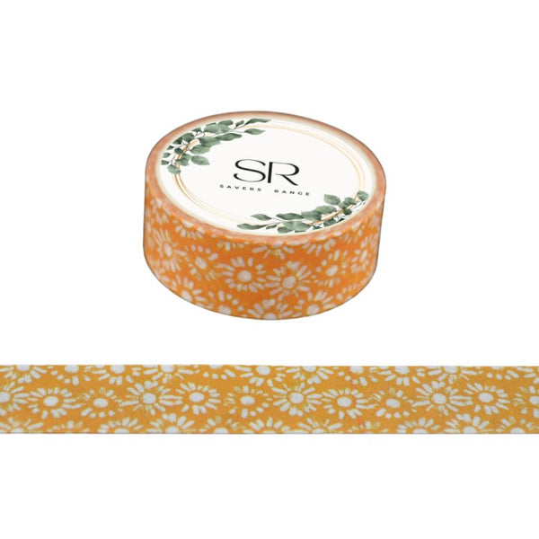 Bees and Daisies on Orange  - washi tape