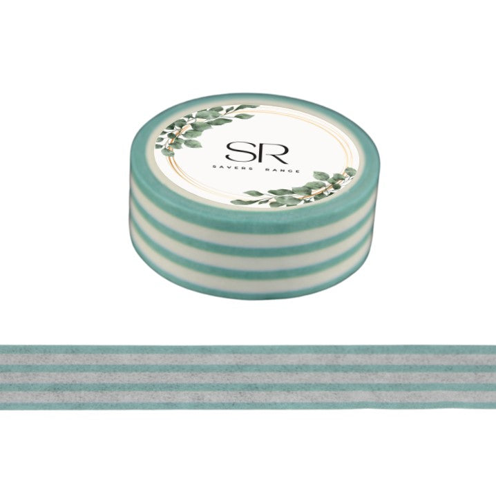 Turquoise Stripes on White - washi tape