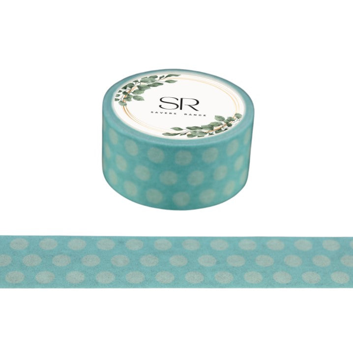 White Spots on Turquoise - Wide washi tape (20mm)