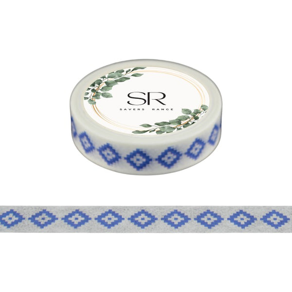 Blue Diamonds on White - Thin washi tape (10mm)