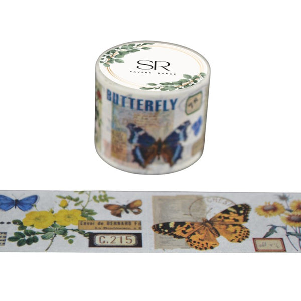 Butterflies and Flowers  - Wide washi tape (30mm)