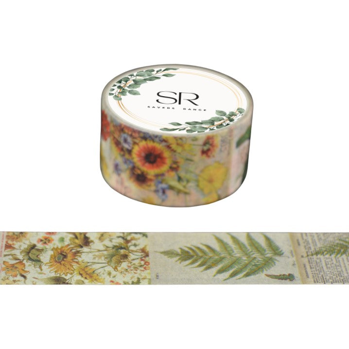 Golden Highlights Flowers  - Foil Wide washi tape (20mm)