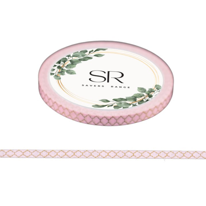 Gold Diamonds on Pink - Thin foil washi tape (3mm)