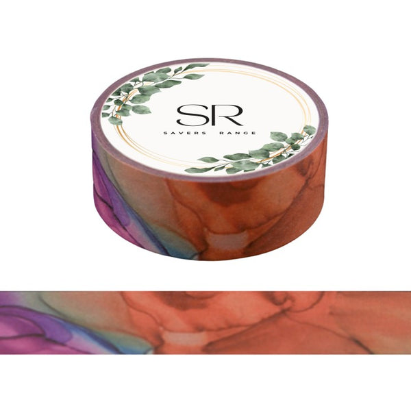 Orange Maroon Marbling - Washi Tape