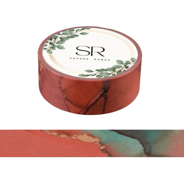 Orange Turquoise Marbling - Washi Tape