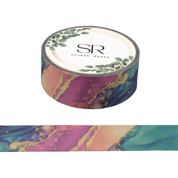 Pink Cream Turquoise Marbling - Washi Tape