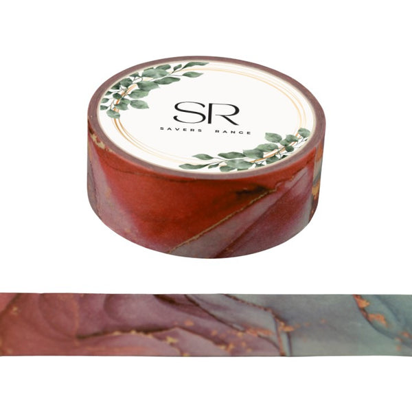 Maroon Turquoise Marbling - Washi Tape