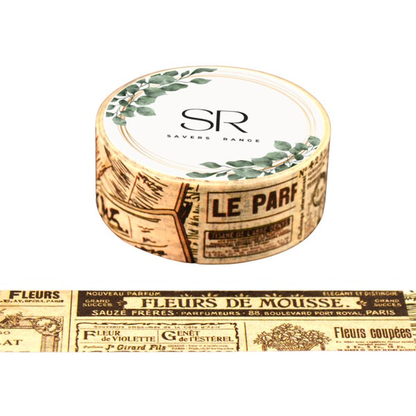 French Floral Newspaper - Vintage Series Washi Tape