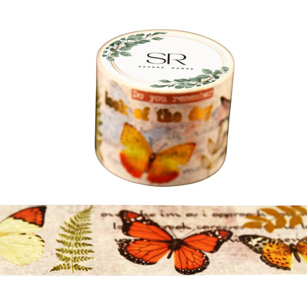 Floral & Butterflies  - Foil Vintage Series  Wide washi tape (30mm)