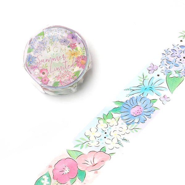 Summer Flowers - Foil Washi Tape (wide 20mm)