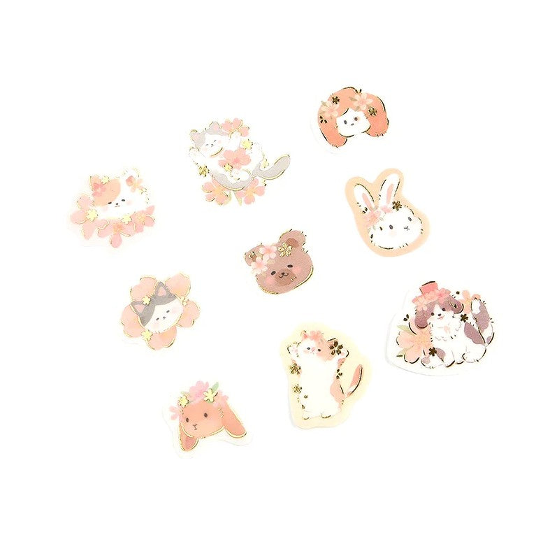 Sakura Pets - Flake Sticker (Gold Foil Stamping)